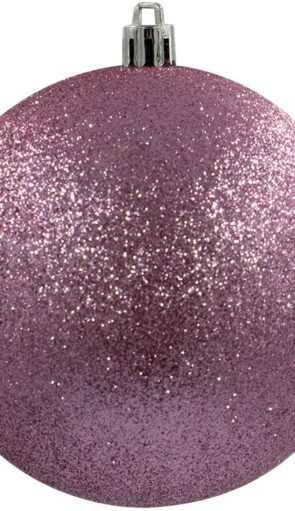 Ρόζ Πλαστική Χριστουγεννιάτικη Μπάλα Με Glitter 10cm