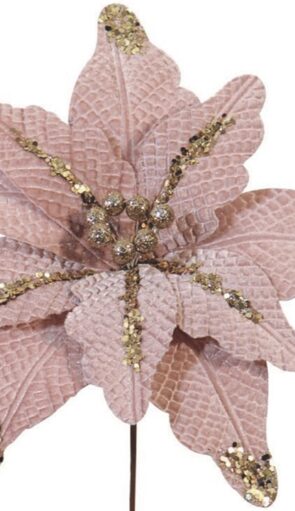 Ρόζ Χριστουγεννιάτικο Διακοσμητικό Λουλούδι 33cm