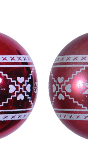 Κόκκινη Πλαστική Γυαλιστερή + Μάτ  Χριστουγεννιάτικη Μπάλα 8cm ,Σέτ 6 Τεμαχίων ,2 Χρώματα