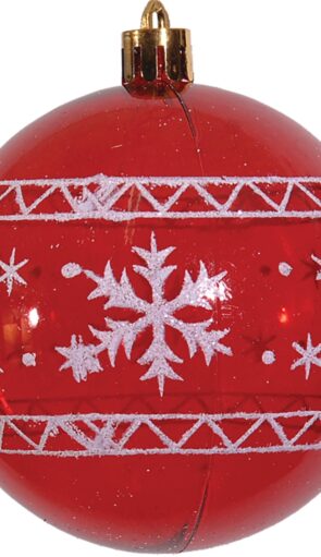 Κόκκινη Πλαστική Χριστουγεννιάτικη Μπάλα 8cm,Σέτ/6