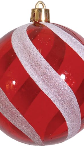 Κόκκινη Πλαστική Χριστουγεννιάτικη Μπάλα 8cm,Σέτ/6