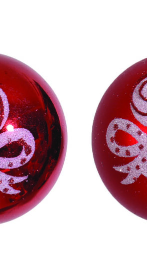 Κόκκινη Πλαστική Γυαλιστερή + Μάτ  Χριστουγεννιάτικη Μπάλα 7cm ,Σέτ 6 Τεμαχίων ,2 Χρώματα