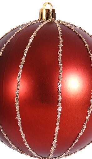 Χάλκινη Πλαστική Γυαλιστερή Χριστουγεννιάτικη Μπάλα 8cm,Σέτ/6