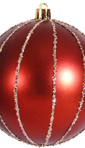 Χάλκινη Πλαστική Γυαλιστερή Χριστουγεννιάτικη Μπάλα 10cm,Σέτ/4