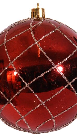 Χάλκινη Πλαστική Γυαλιστερή Χριστουγεννιάτικη Μπάλα 8cm,Σέτ/6