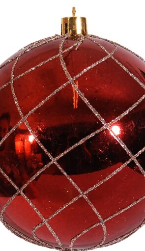 Χάλκινη Πλαστική Γυαλιστερή Χριστουγεννιάτικη Μπάλα 10cm,Σέτ/4