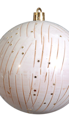 Λευκή Πλαστική Χριστουγεννιάτικη Μπάλα 8cm,Σέτ/6