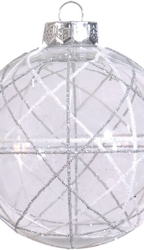 Ασημί Πλαστική Χριστουγεννιάτικη Μπάλα 10cm ,Σέτ/4