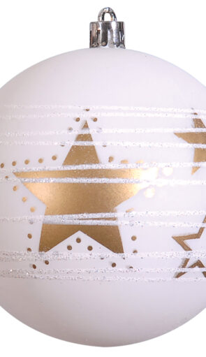 Λευκή Πλαστική Χριστουγεννιάτικη Μπάλα 10cm