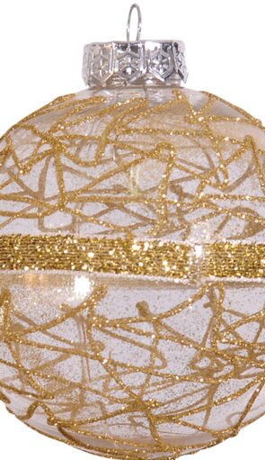 Χρυσή Γυαλιστερή Πλαστική Χριστουγεννιάτικη Μπάλα 10cm,Σέτ/4