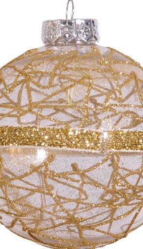 Χρυσή Γυαλιστερή Πλαστική Χριστουγεννιάτικη Μπάλα 10cm,Σέτ/4