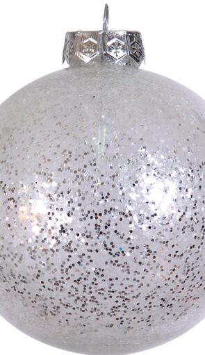 Ασημί Πλαστική Χριστουγεννιάτικη Μπάλα 10cm ,Σέτ/4