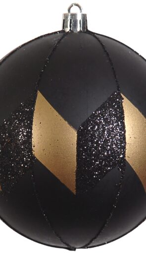 Μάυρη Πλαστική Χριστουγεννιάτικη Μπάλα 8cm ,Σέτ/6