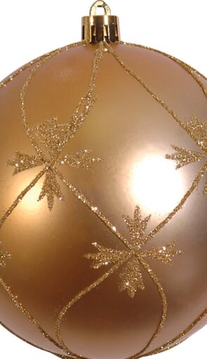 Χρυσή Γυαλιστερή Πλαστική Χριστουγεννιάτικη Μπάλα 10cm,Σέτ/4