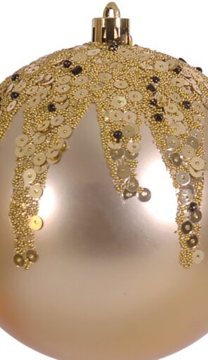Χρυσή Γυαλιστερή Πλαστική Χριστουγεννιάτικη Μπάλα 10cm,Σέτ/4