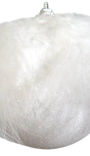 Λευκή Πλαστική Χριστουγεννιάτικη Μπάλα 8cm,Σέτ/6