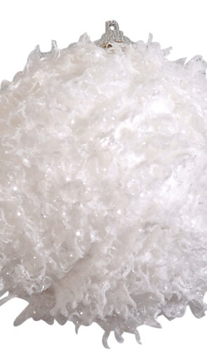 Λευκή Πλαστική Χριστουγεννιάτικη Μπάλα 10cm,Σέτ/4