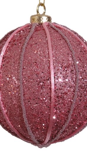 Ρόζ Πλαστική Χριστουγεννιάτικη Μπάλα 10cm,Σέτ/4