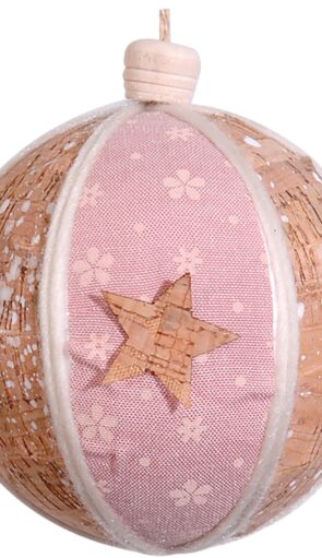 Ρόζ Πλαστική Χριστουγεννιάτικη Μπάλα 8cm,Σέτ/6