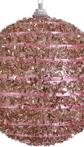 Ρόζ Πλαστική Χριστουγεννιάτικη Μπάλα 8cm,Σέτ/6