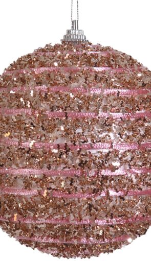 Ρόζ Πλαστική Χριστουγεννιάτικη Μπάλα 10cm,Σέτ/4