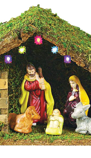 Ξύλινη Χριστουγεννιάτικη Φάτνη Με Φώς Μπαταρίας 21 x 9 x 16(h)cm