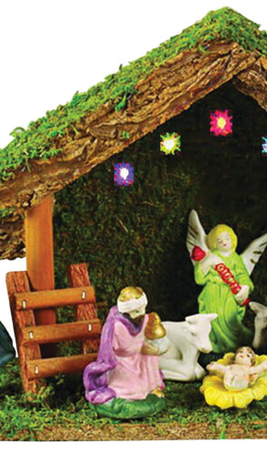 Ξύλινη Χριστουγεννιάτικη Φάτνη Με Φώς Μπαταρίας 34 x 11 x 21(h)cm