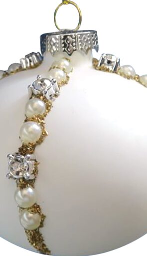 Λευκή Γυάλινη Χριστουγεννιάτικη Μπάλα 8cm