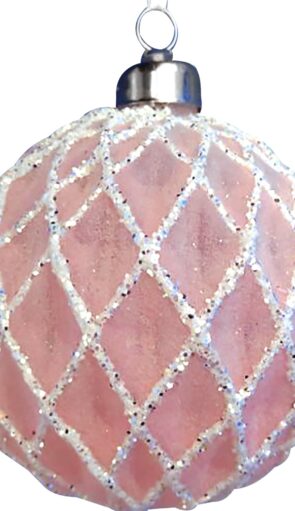 Ρόζ Γυάλινη Χριστουγεννιάτικη Μπάλα 8cm