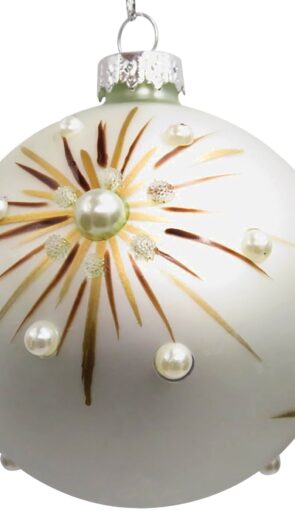 Λευκή Γυάλινη Χριστουγεννιάτικη Μπάλα 8cm