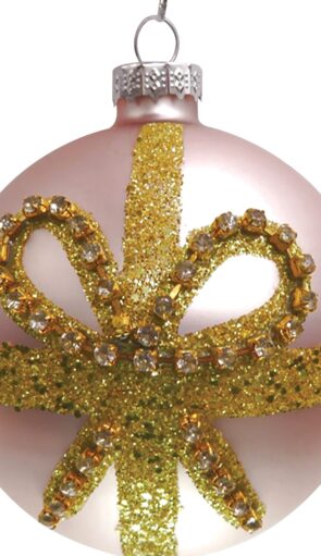 Ρόζ Γυάλινη Χριστουγεννιάτικη Μπάλα 10cm