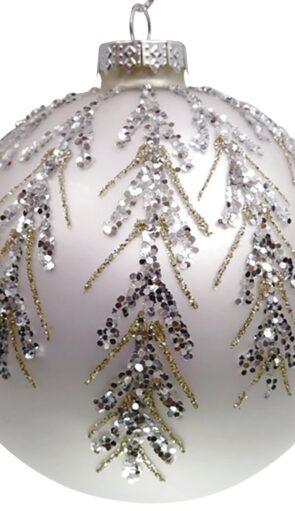 Ασημί Γυάλινη Χριστουγεννιάτικη Μπάλα 8cm