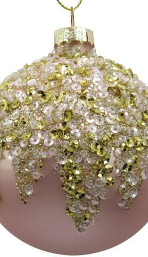 Ρόζ Γυάλινη Χριστουγεννιάτικη Μπάλα 8cm