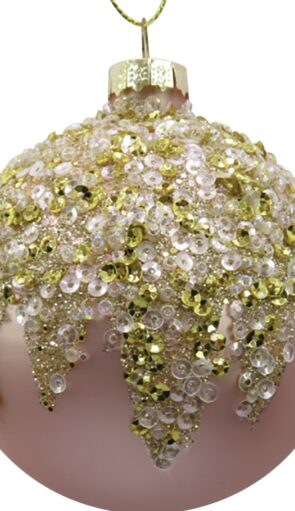 Ρόζ Γυάλινη Χριστουγεννιάτικη Μπάλα 10cm