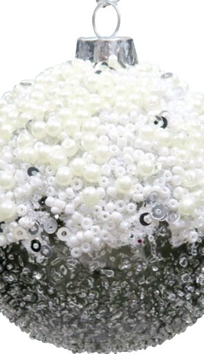 Ασημί Γυάλινη Χριστουγεννιάτικη Μπάλα 10cm