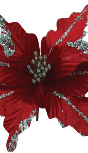 Κόκκινο Χριστουγεννιάτικο Διακοσμητικό Λουλούδι 30cm