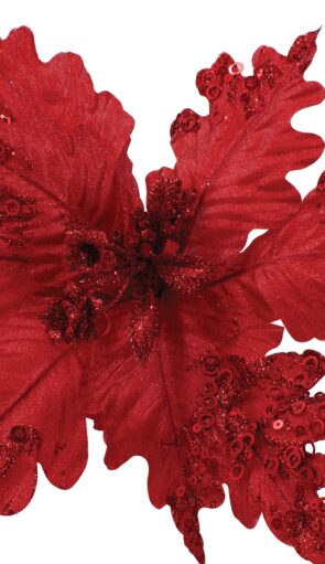 Κόκκινο Χριστουγεννιάτικο Διακοσμητικό Λουλούδι 31cm