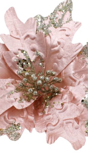 Ρόζ Χριστουγεννιάτικο Διακοσμητικό Λουλούδι 29cm