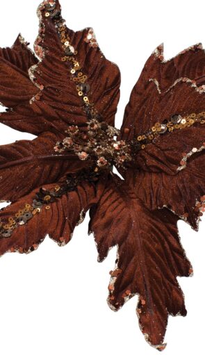 Καφέ Χριστουγεννιάτικο Διακοσμητικό Λουλούδι 30cm