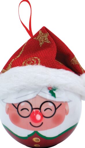 Κόκκινη Πλαστική Χριστουγεννιάτικη Μπάλα Με Led Φώς Μπαταρίας 8cm