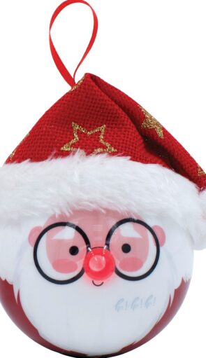 Κόκκινη Πλαστική Χριστουγεννιάτικη Μπάλα Με Led Φώς Μπαταρίας 8cm