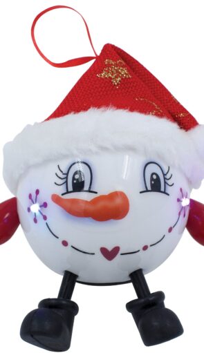 Κόκκινη Πλαστική Χριστουγεννιάτικη Μπάλα Με Led Φώς Μπαταρίας  8cm