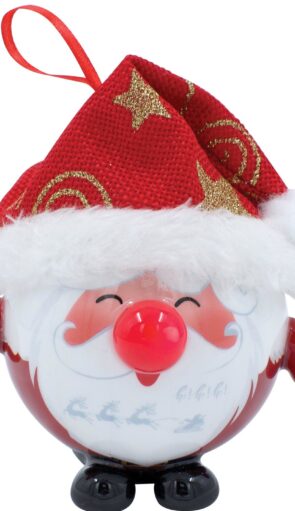 Κόκκινη Πλαστική Χριστουγεννιάτικη Μπάλα Με Led Φώς Μπαταρίας 8cm