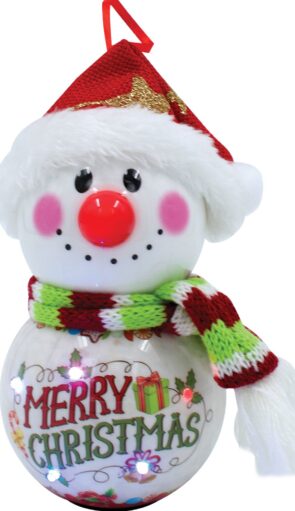 Κόκκινη Πλαστική Χριστουγεννιάτικη Μπάλα Με Led Φώς Μπαταρίας 8 x 8 x 16cm