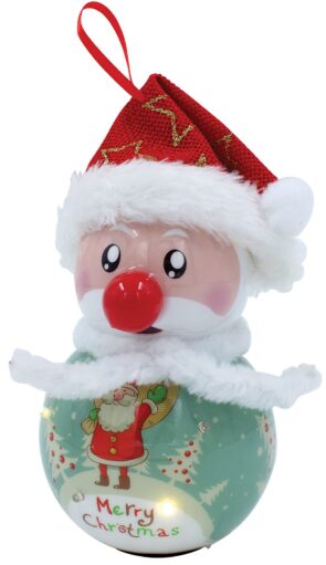 Κόκκινη Πλαστική Χριστουγεννιάτικη Μπάλα Με Led Φώς Μπαταρίας 8 x 8 x 15cm