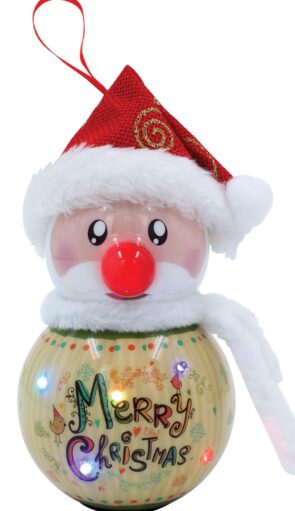 Κόκκινη Πλαστική Χριστουγεννιάτικη Μπάλα Με Led Φώς Μπαταρίας 8 x 8 x 16cm