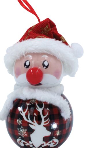 Κόκκινη Πλαστική Χριστουγεννιάτικη Μπάλα Με Led Φώς Μπαταρίας 8 x 8 x 16cm