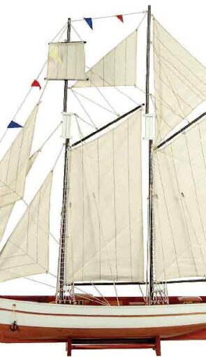 Ξύλινο Παραδοσιακό Καράβι ,Χρώμα Λευκό - Καφέ 50 x 9,5 x 45(h)cm