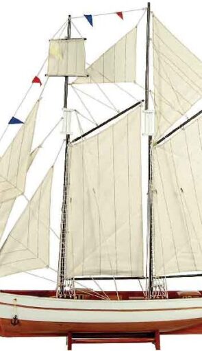 Ξύλινο Παραδοσιακό Καράβι ,Χρώμα Λευκό - Καφέ 120 x 19 x 110(h)cm