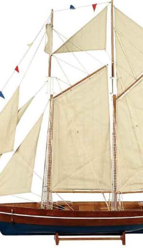 Ξύλινο Παραδοσιακό Καράβι ,Χρώμα Καφέ - Μπλέ 150 x 23 x 136(h)cm